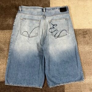 Y2K Ecko Unlimited Baggy Fit Blue Denim Shorts Men Size 40 Embroidered Pocket